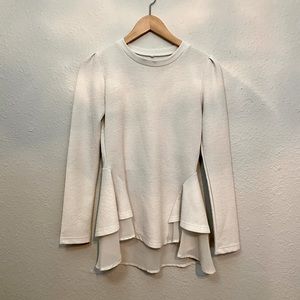 White Peplum Long Sleeve Top